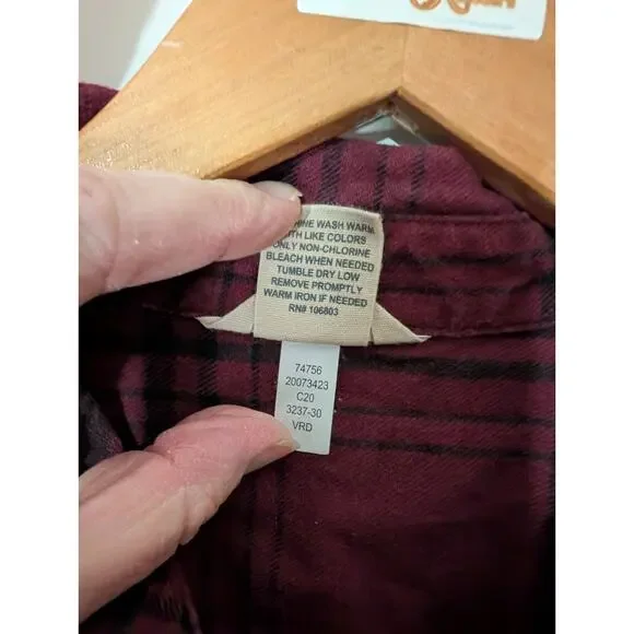 Duluth Trading Co Free Swingin Flannel Shirt Womens Large Red Plaid Button Down - Picture 4 of 9